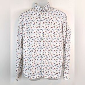 The Kooples Tattoo Edgy Birds Roses Hearts Skulls Rock Moto Button Down Shirt S